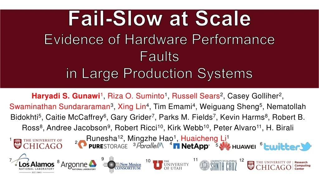 fail slow at scale evidence of hardware performance faults in large production systems