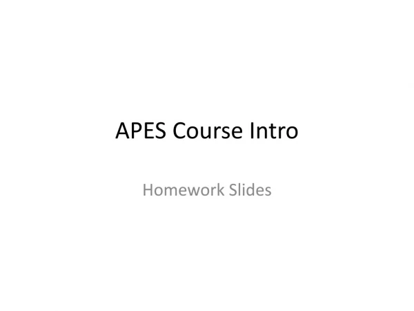 APES Course Intro