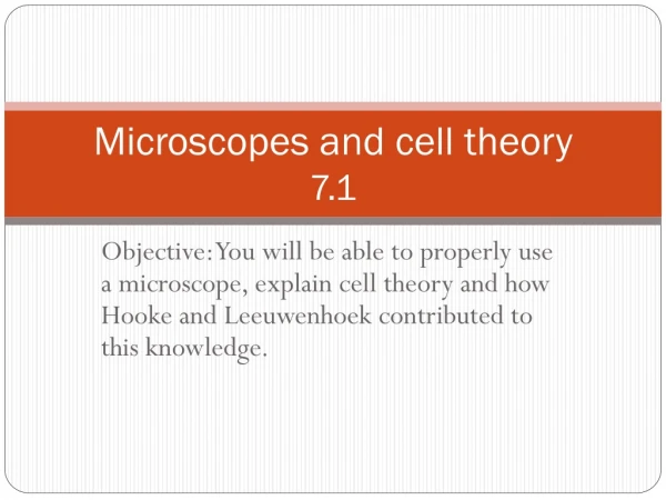 Microscopes and cell theory 7.1