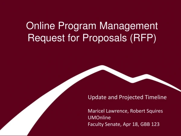 Online Program Management Request for Proposals (RFP)