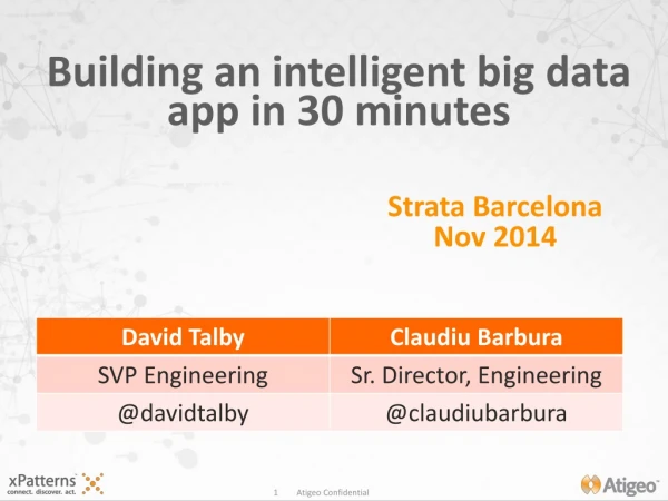 Building an intelligent big data app in 30 minutes
