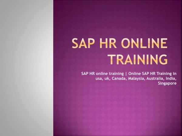 SAP HR online training