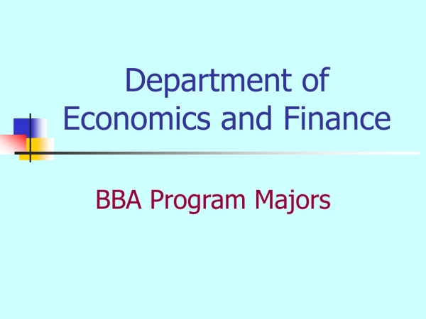 Department of Economics and Finance