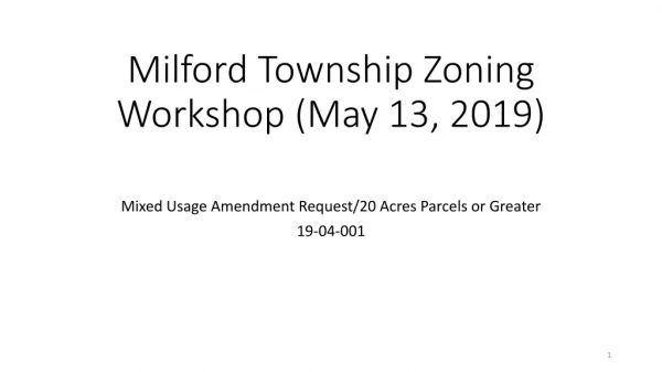 Milford Township Zoning Workshop (May 13, 2019)