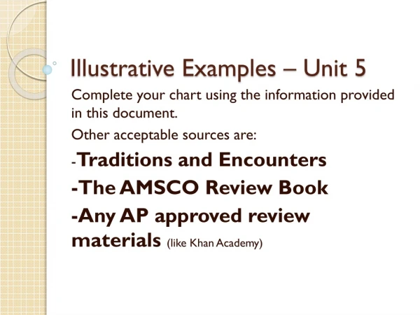 Illustrative Examples – Unit 5