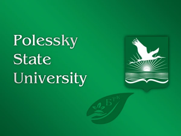Pinsk, Republic of Belarus Polessky State University (PolesSU)