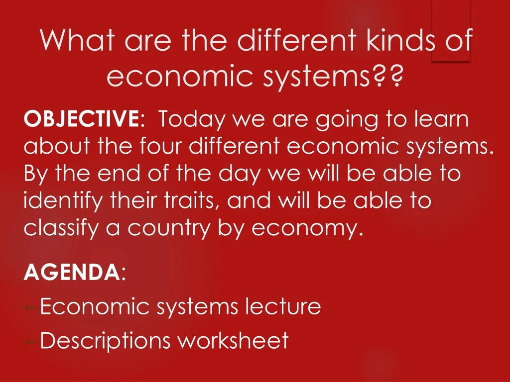what are the different kinds of economic systems
