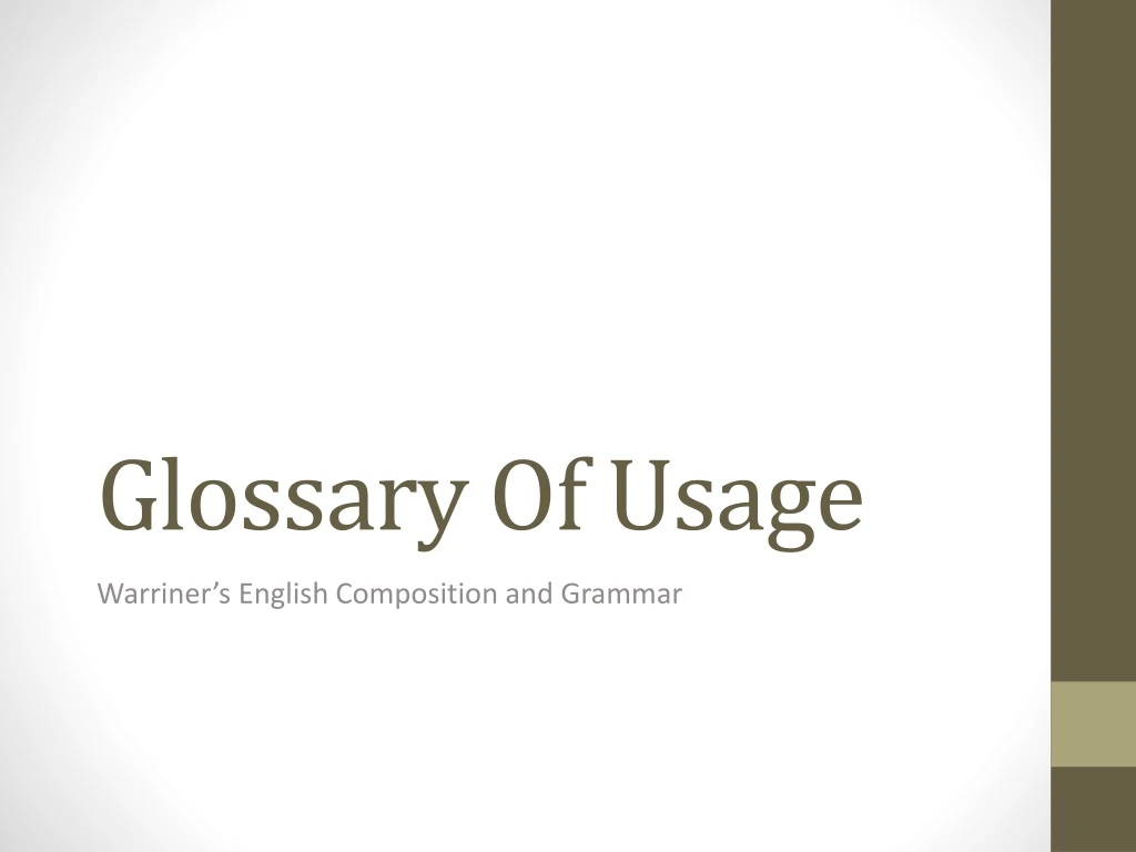 glossary of usage