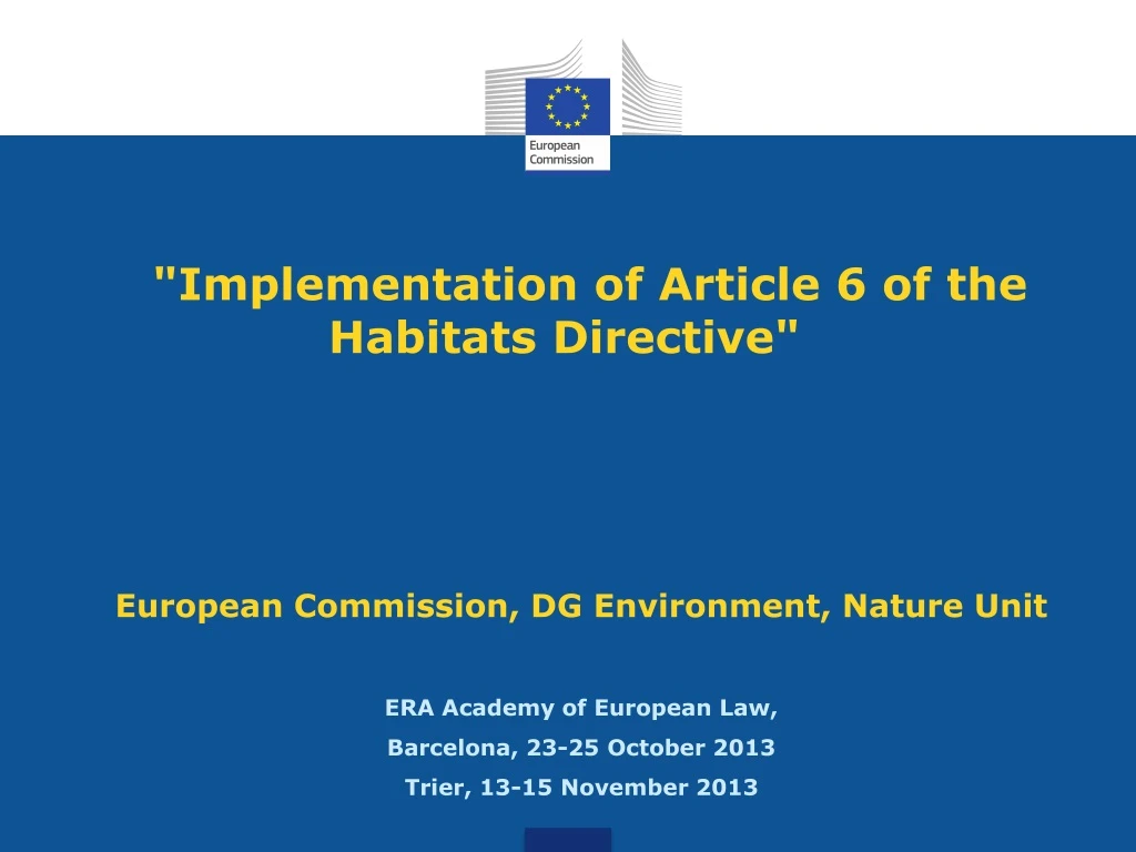 implementation of article 6 of the habitats directive