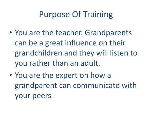 Purpose Of Training