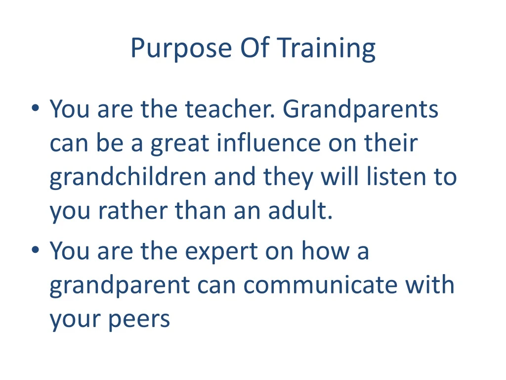 purpose of training