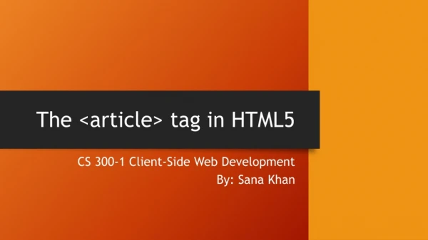 The &lt;article&gt; tag in HTML5
