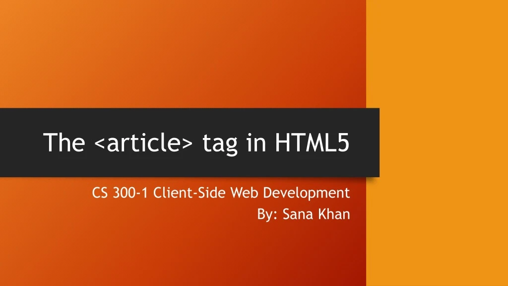 the article tag in html5