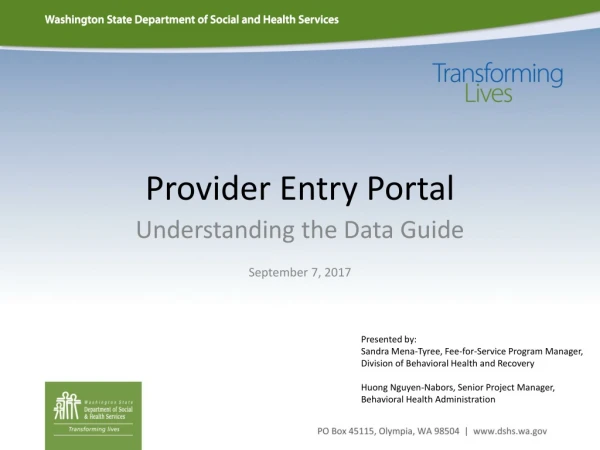 Provider Entry Portal
