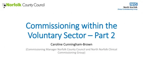 Commissioning within the Voluntary Sector – Part 2