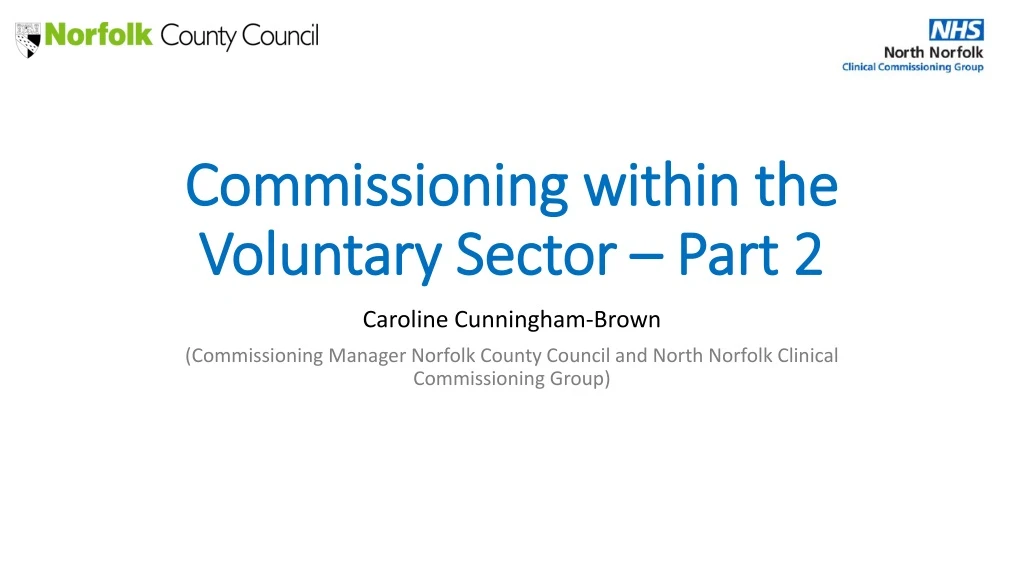 commissioning within the voluntary sector part 2