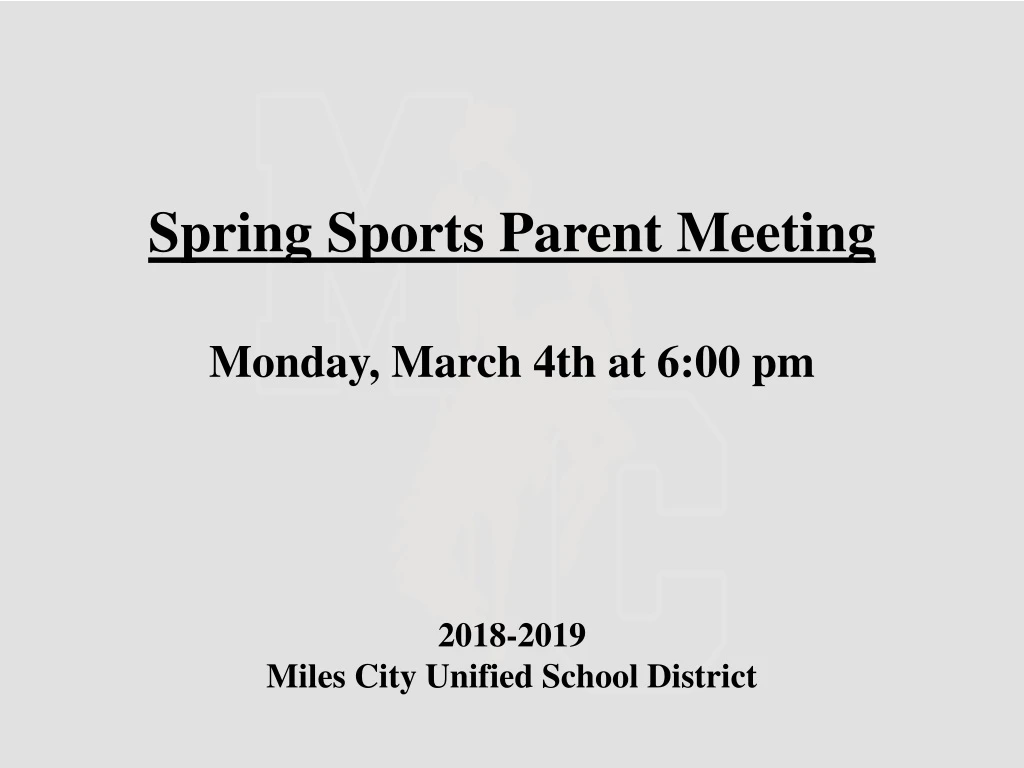 spring sports parent meeting monday march 4th at 6 00 pm
