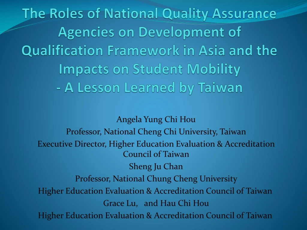 the roles of national quality assurance agencies