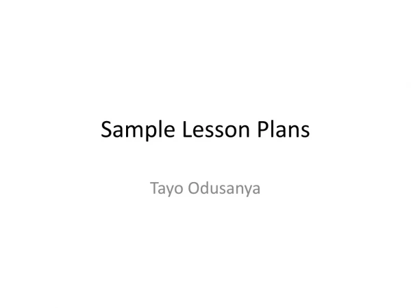 Sample Lesson Plans
