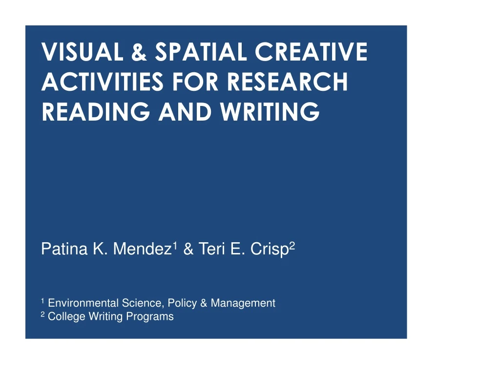 visual spatial creative activities for research
