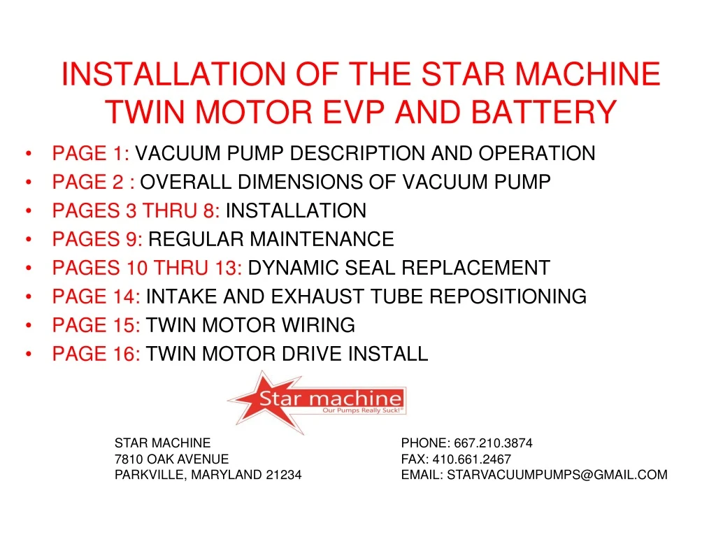 installation of the star machine twin motor evp and battery