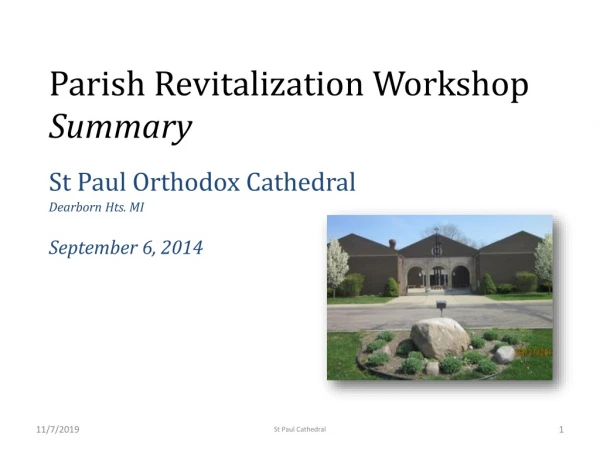 Parish Revitalization Workshop Summary