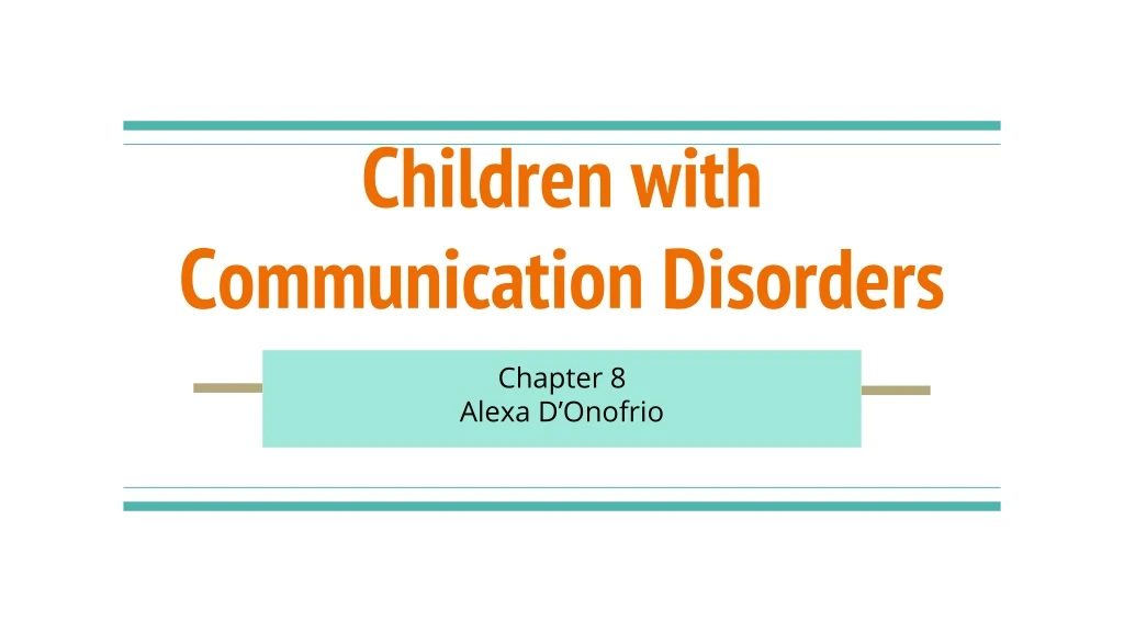 children with communication disorders