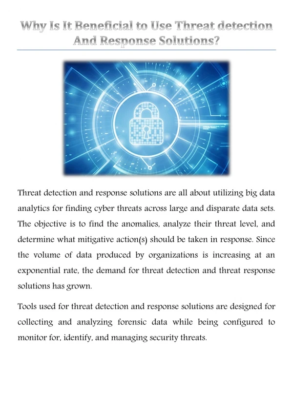 threat detection and response solutions