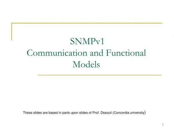 SNMPv1 Communication and Functional Models