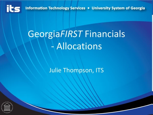 Georgia FIRST Financials - Allocations