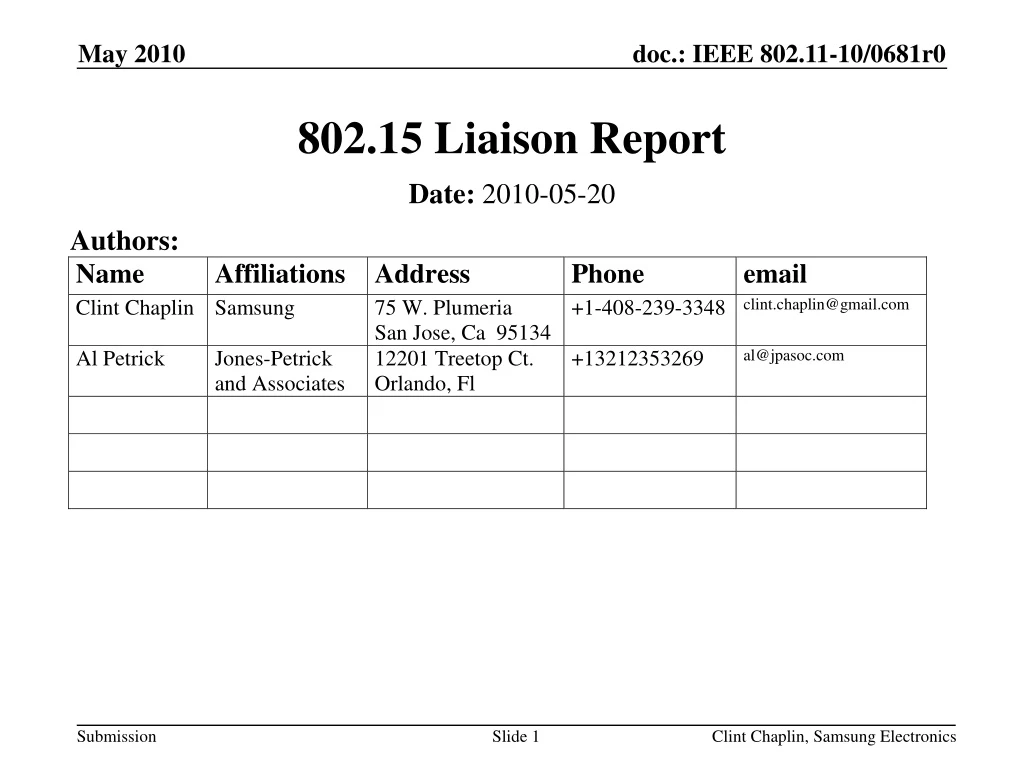 802 15 liaison report