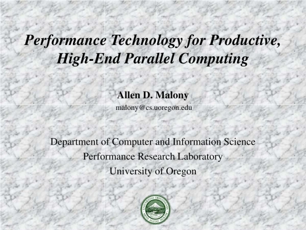 Performance Technology for Productive, High-End Parallel Computing