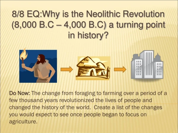 8/8 EQ:Why is the Neolithic Revolution (8,000 B.C – 4,000 B.C) a turning point in history?