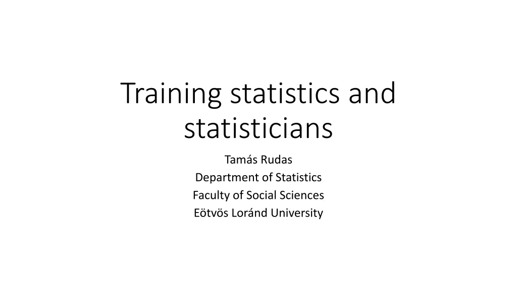training statistics and statisticians