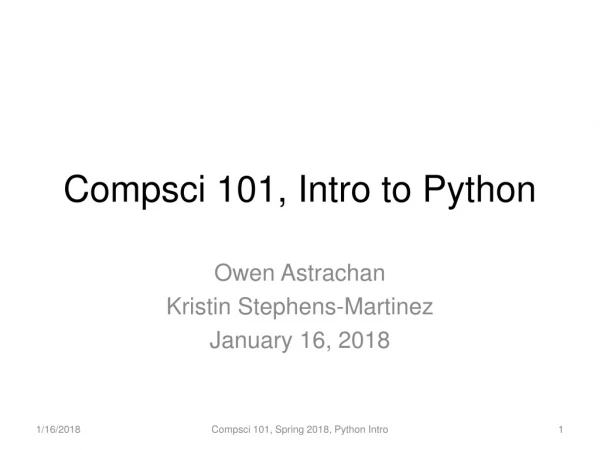 Compsci 101, Intro to Python