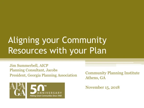 Aligning your Community Resources with your Plan