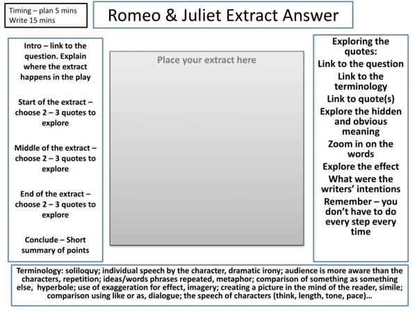 Romeo &amp; J uliet Extract Answer
