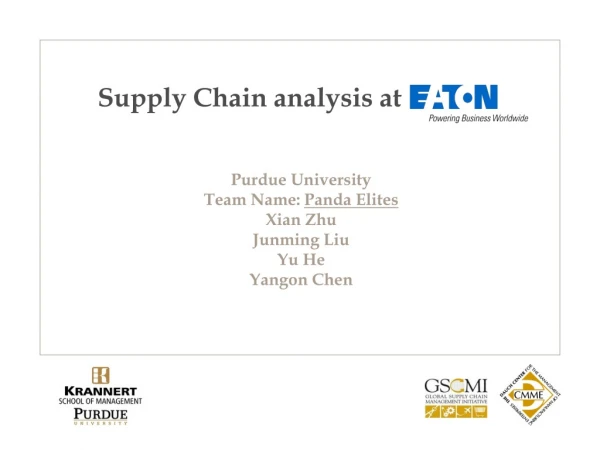 S upply Chain analysis at