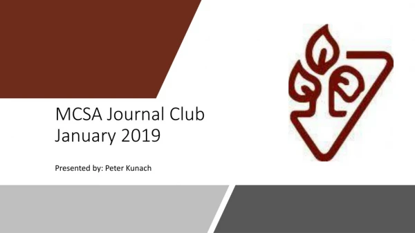 MCSA Journal Club January 2019