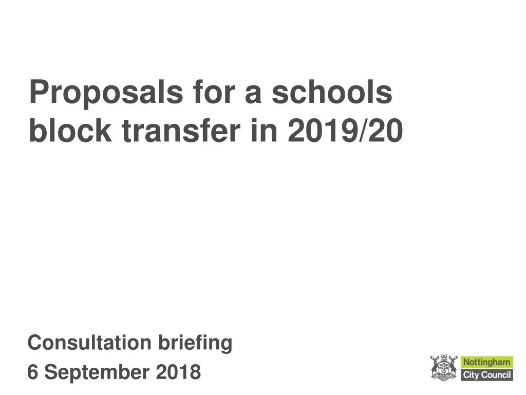 proposals for a schools block transfer in 2019 20