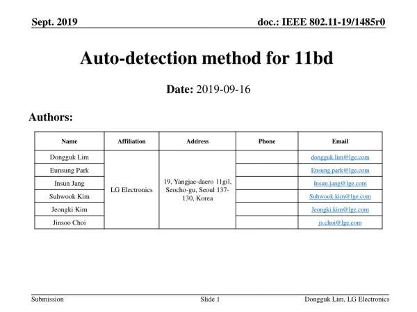 Auto-detection method for 11bd
