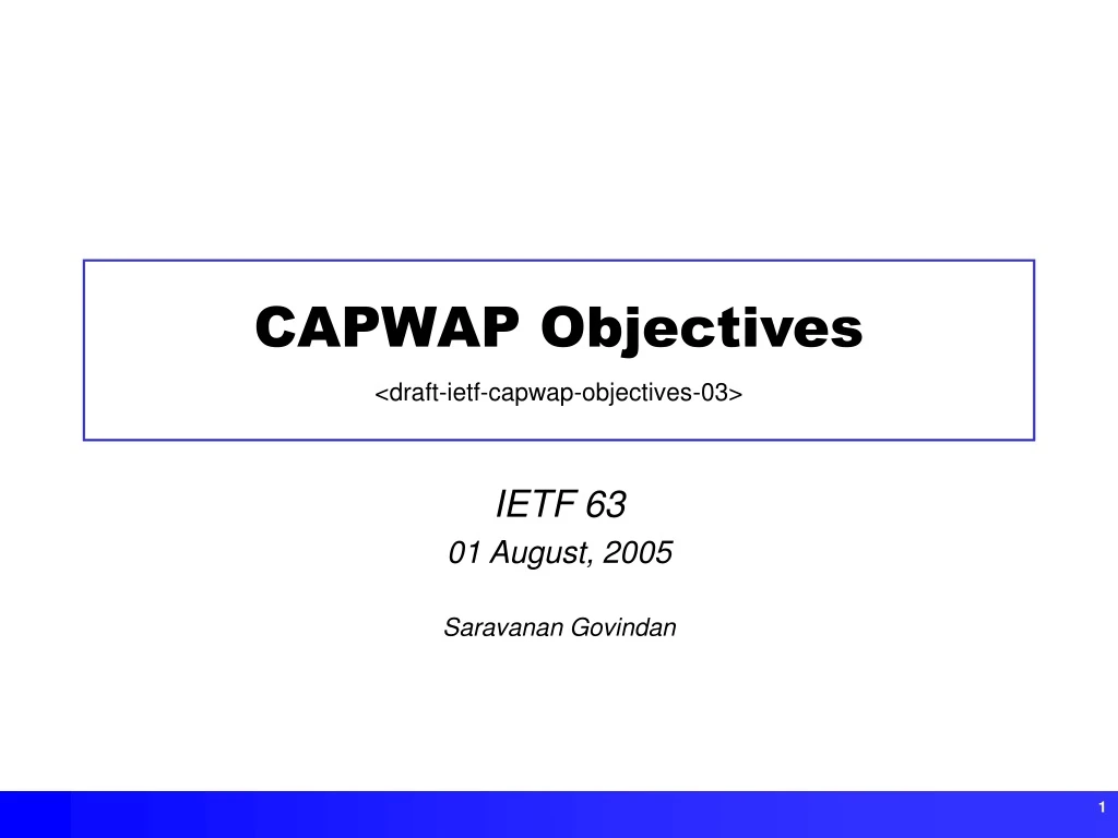 capwap objectives draft ietf capwap objectives 03