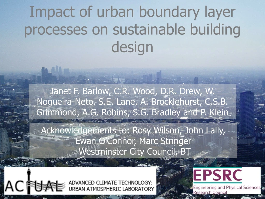 impact of urban boundary layer processes on sustainable building design