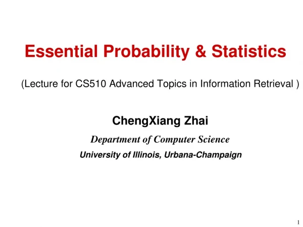 Essential Probability &amp; Statistics