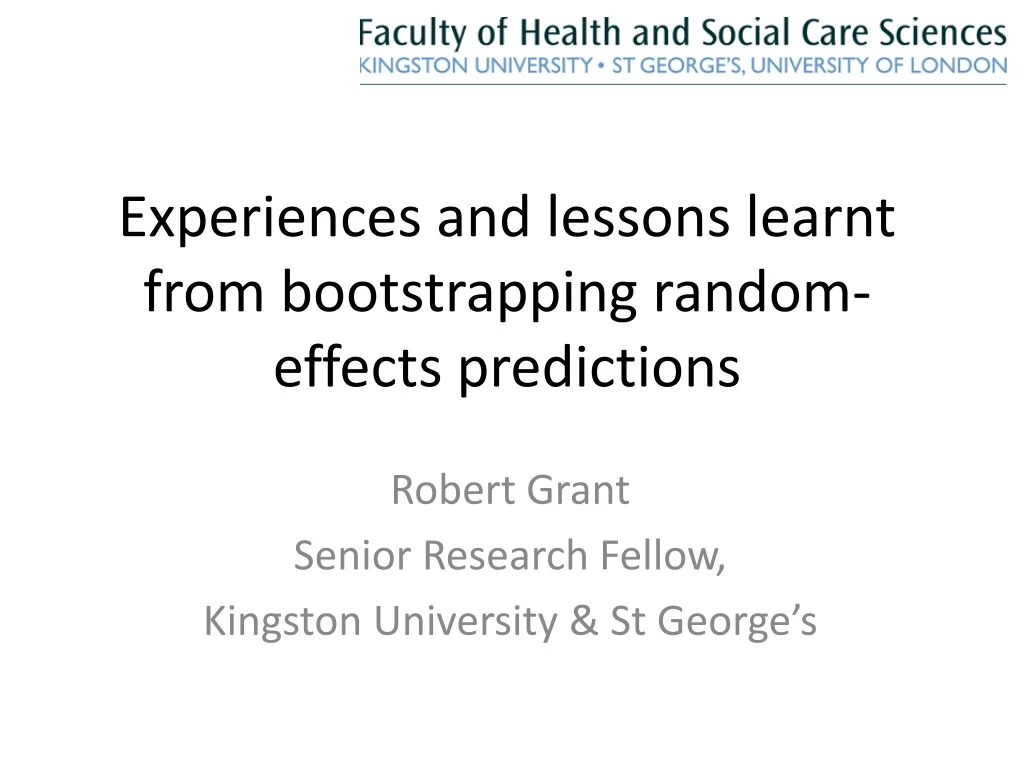 experiences and lessons learnt from bootstrapping random effects predictions
