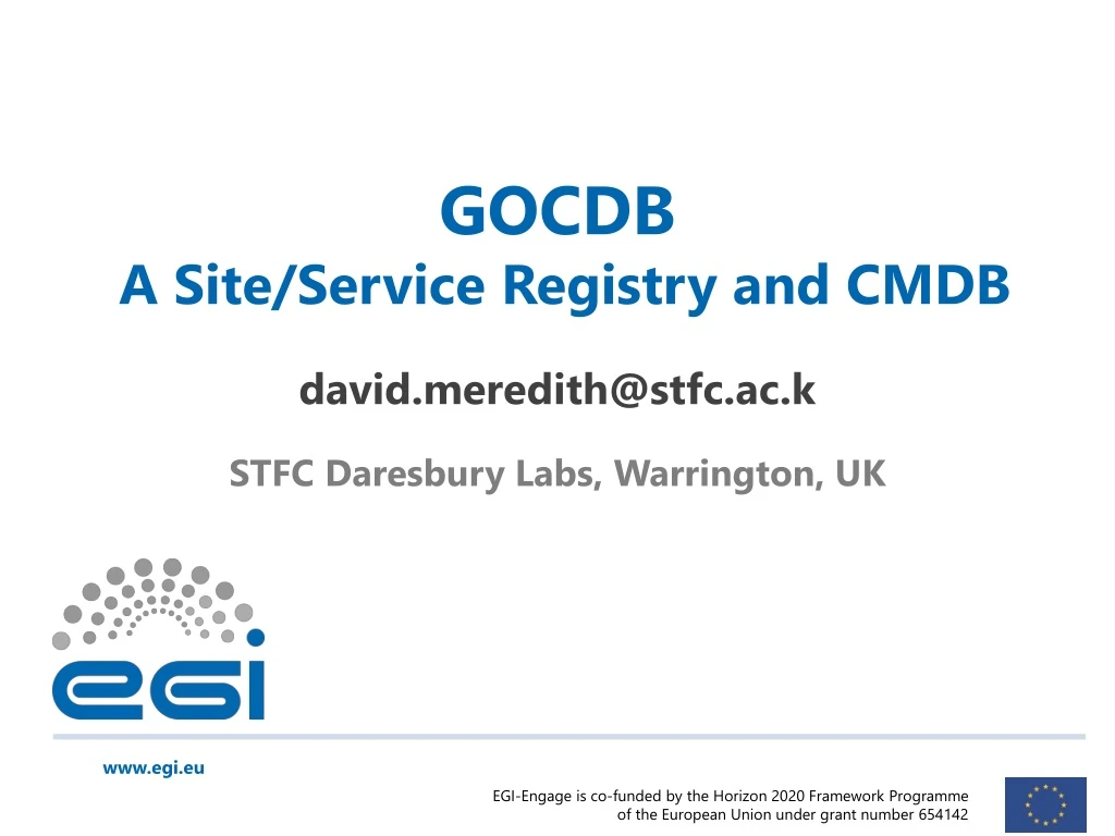 gocdb a site service registry and cmdb