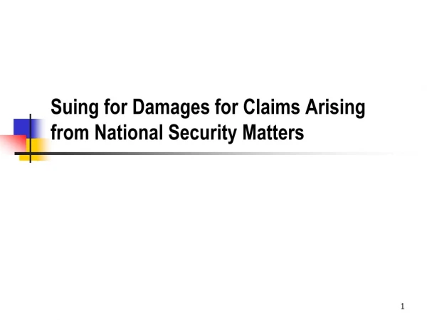 Suing for Damages for Claims Arising from National Security Matters