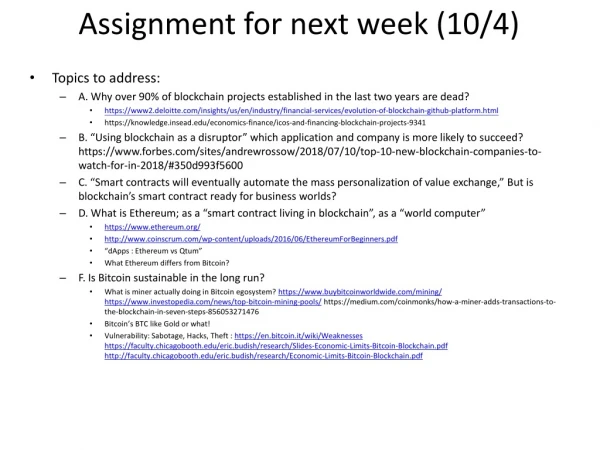 Assignment for next week (10/4)