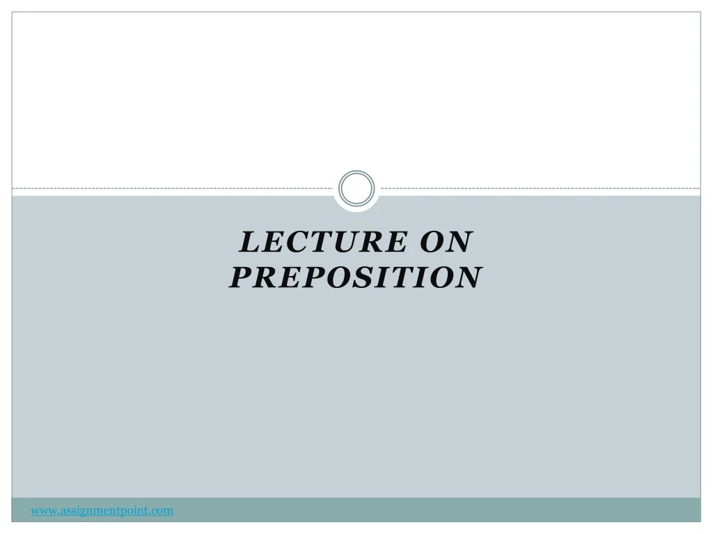 lecture on preposition