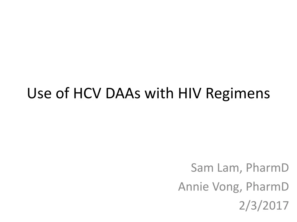 use of hcv daas with hiv regimens